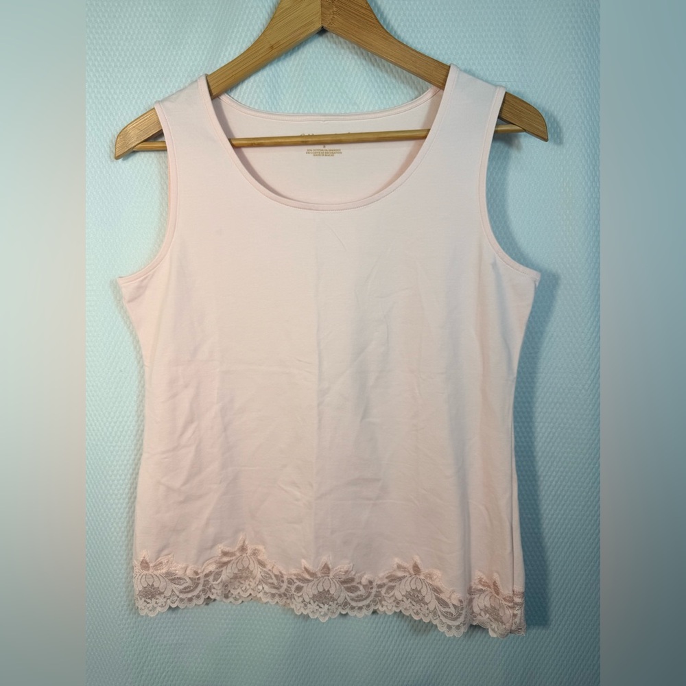 Coldwater Creek Pale Pink Lace-Hem Sleeveless Tank